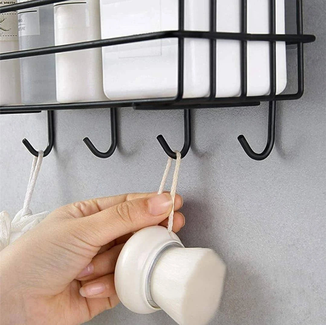 Self-Adhesive Wall Shelf for Bathroom & Kitchen (1 Pack, Black)