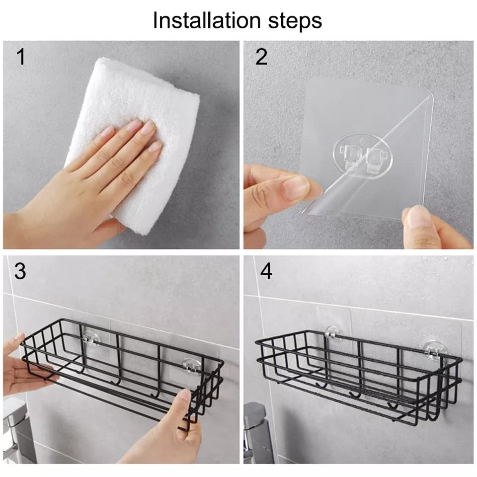 Self-Adhesive Wall Shelf for Bathroom & Kitchen (1 Pack, Black)