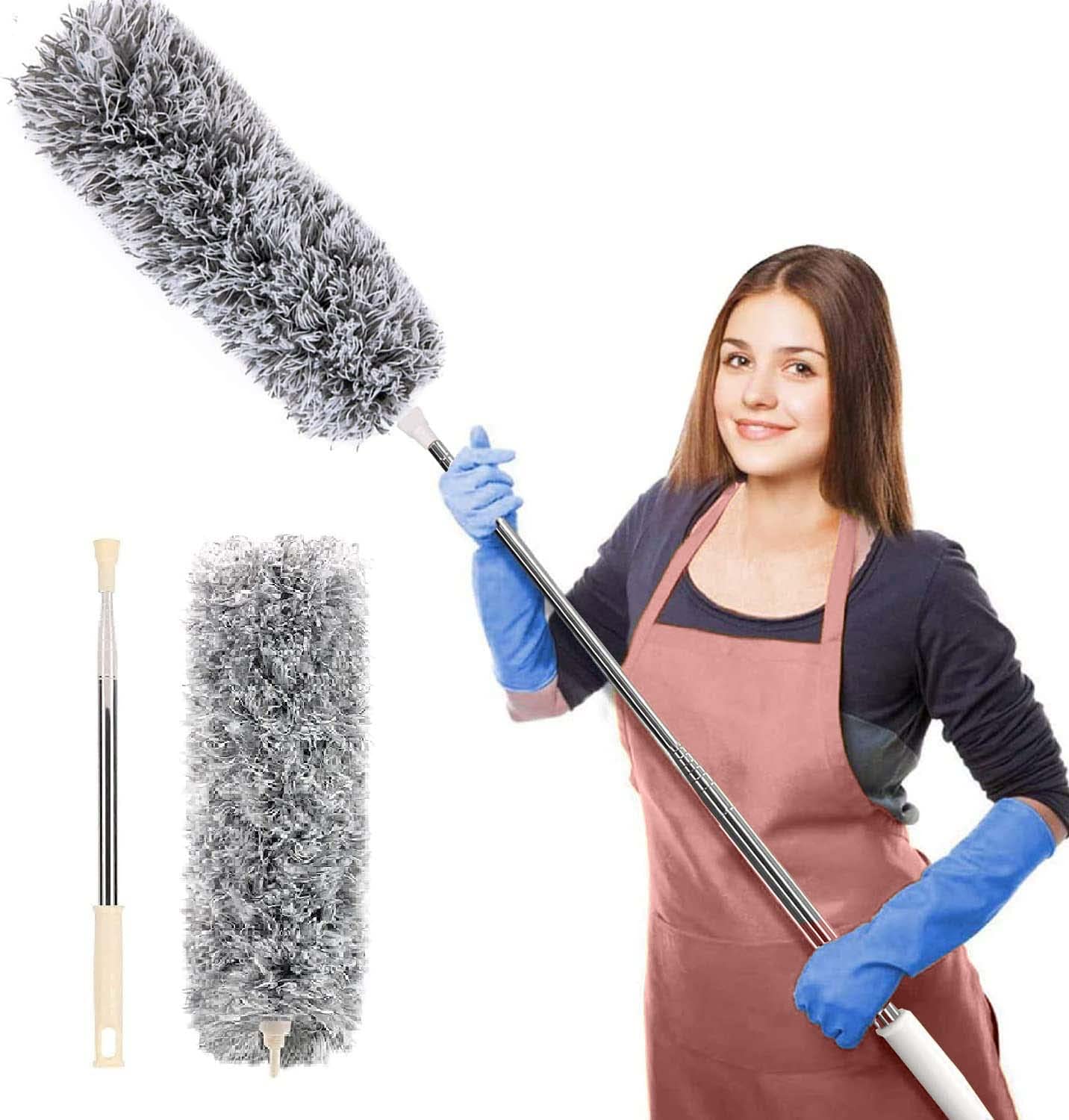 Flexible and Extendable Microfiber Feather Duster for Ceilings and Fans (100 Inch)