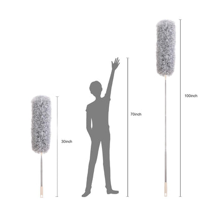 Flexible and Extendable Microfiber Feather Duster for Ceilings and Fans (100 Inch)